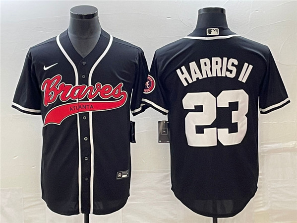 Men's Atlanta Braves #23 Michael Harris II Black Cool Base Stitched Baseball Jersey